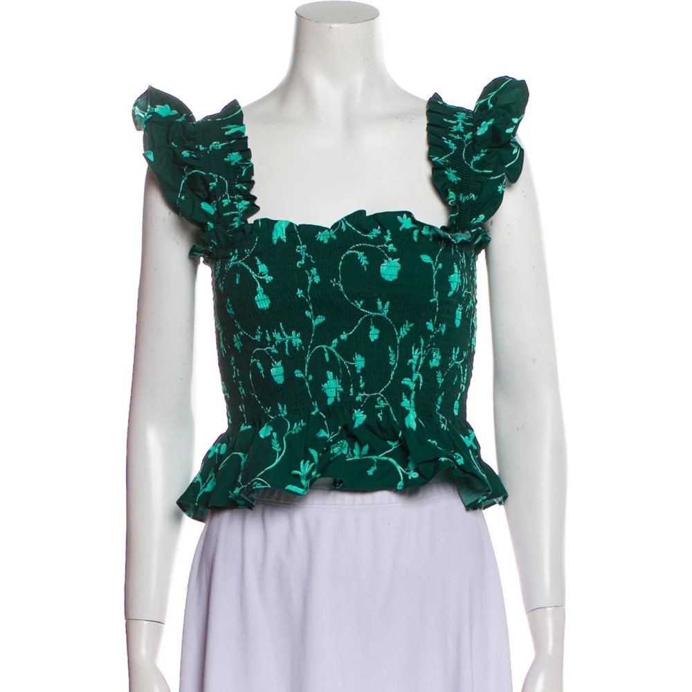 Hill House Paz nap top in emerald botanical